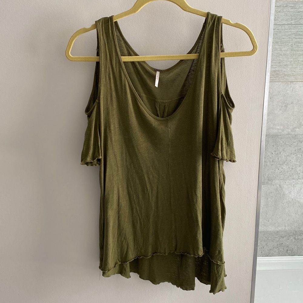 Free People green off the shoulder shirt